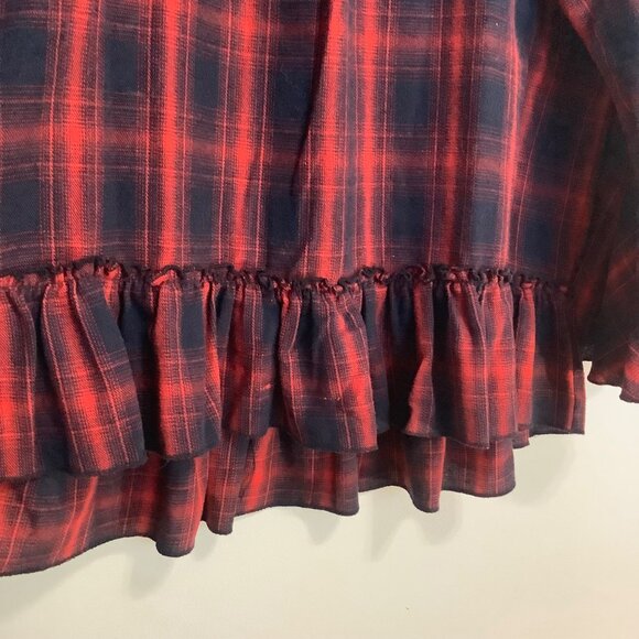 🍁 Susan Betro Plaid Bell Sleeve Blouse – Women’s 1X – Red/Blue Fall Vibes - Picture 12 of 12